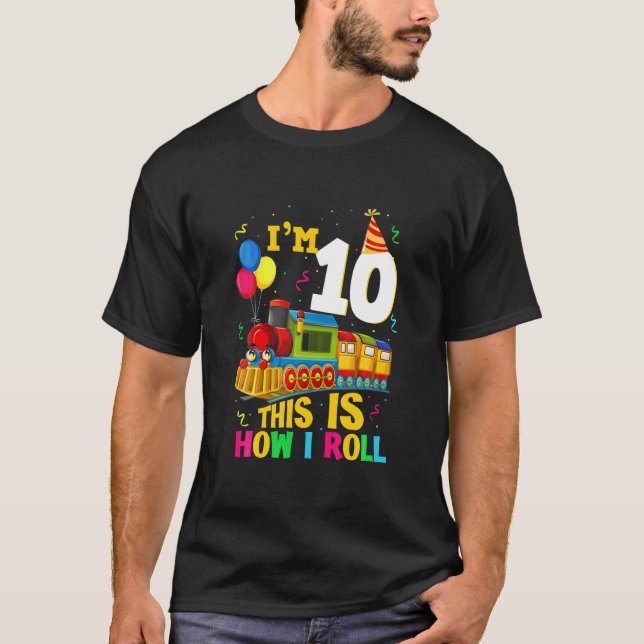 Camiseta 10.º Chica de los Tren de Cumpleaños De 10 Años (Anverso)