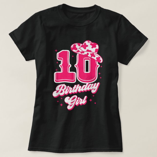 Camiseta 10.º Chica de ropa de cumpleaños Rodeo Oeste de 10 (Diseño del anverso)
