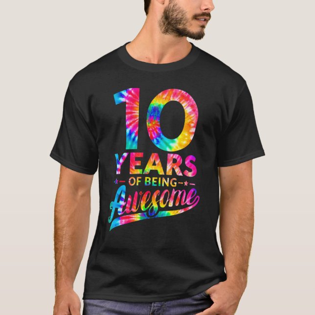 Camiseta 10.º cumpleaños 10 años de edad tinte asombroso ho (Anverso)