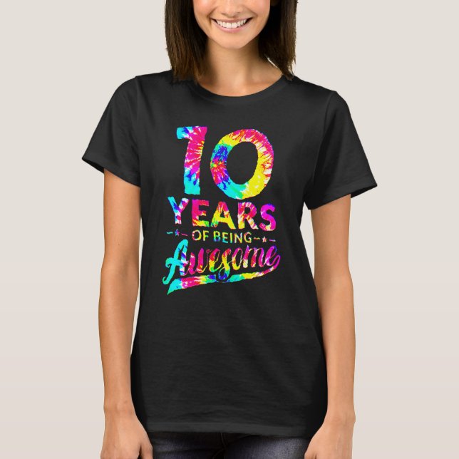 Camiseta 10.º cumpleaños 10 años de edad tinte asombroso ho (Anverso)