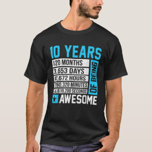 Camiseta 10.º cumpleaños 10 años de ser asombroso