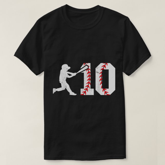 Camiseta 10.º cumpleaños Béisbol Gran Número Diez Años (Diseño del anverso)