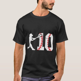 Camiseta 10.º cumpleaños Béisbol Gran Número Diez Años