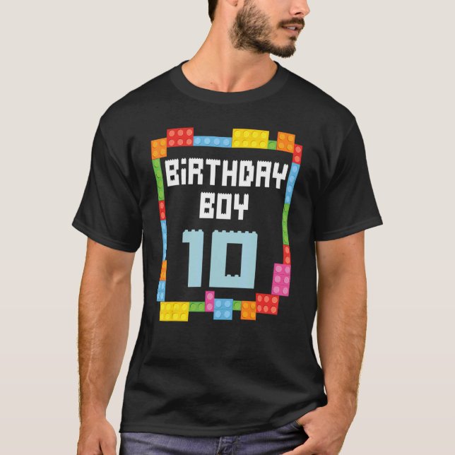 Camiseta 10.º cumpleaños Boy master builder bloque de 10 añ (Anverso)