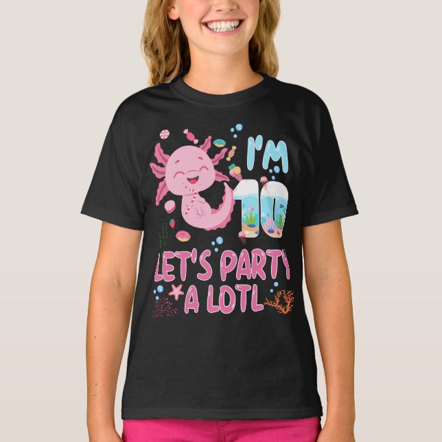 Camiseta 10.º Cumpleaños Chica Axolotl Lover Gifts (Anverso)