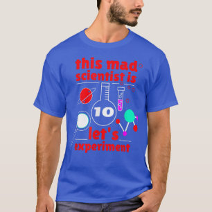 Camiseta 10.º Cumpleaños Científico Mad Scientii Chemi