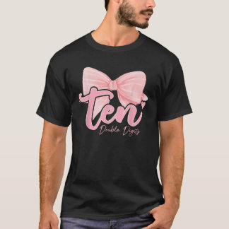 Camiseta 10.º cumpleaños Coquette Bow Pink 10 años de edad
