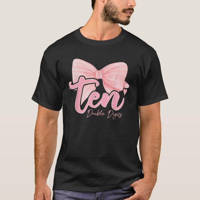 Camiseta 10.º cumpleaños Coquette Bow Pink 10 años de edad (Anverso)