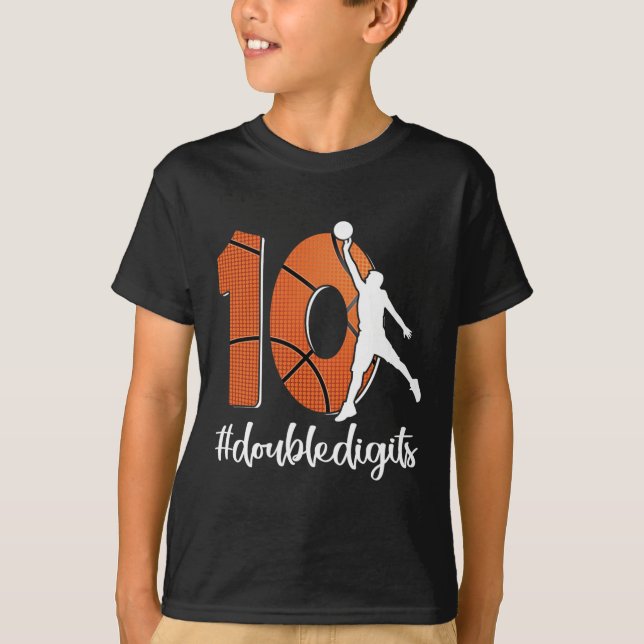 Camiseta 10.º Cumpleaños Dos Dígitos Diez Baloncesto Para M (Anverso)