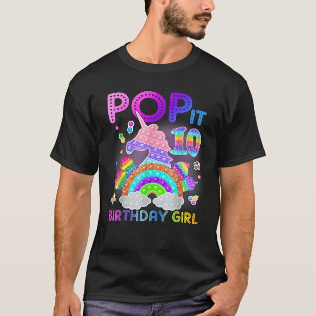 Camiseta 10.º Cumpleaños Fidget Toy Pop It Chica De Cumplea (Anverso)
