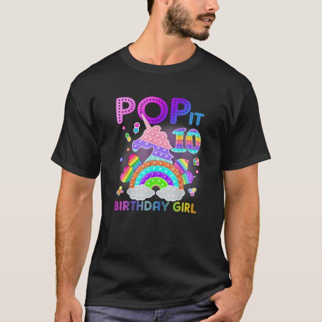Camiseta 10.º Cumpleaños Fidget Toy Pop It Chica De Cumplea (Anverso)