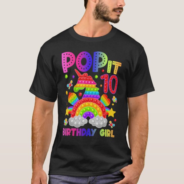 Camiseta 10.º cumpleaños Fidget Toy Pop It Chica de cumplea (Anverso)