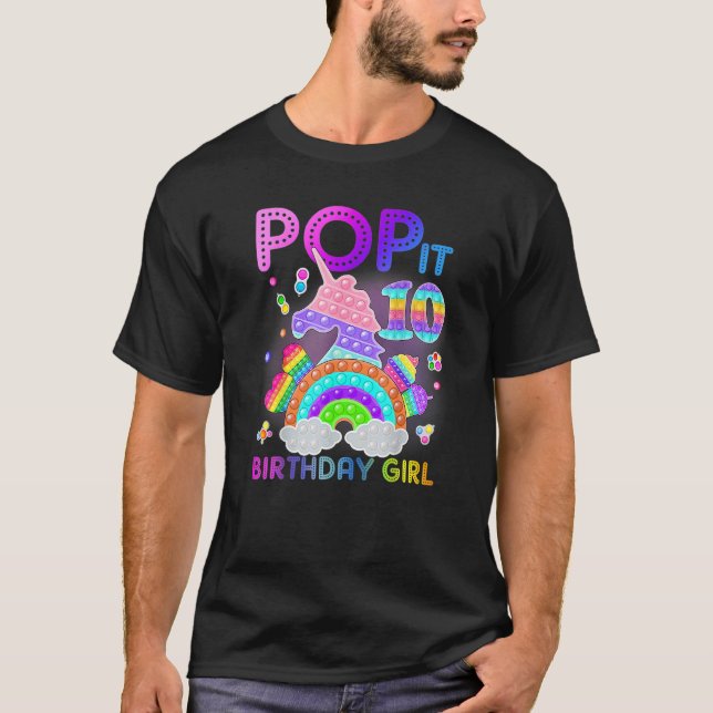 Camiseta 10.º cumpleaños Fidget Toy Pop It Chica de cumplea (Anverso)