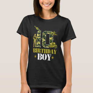 Camiseta 10.º cumpleaños Niños de Camo con temas militares