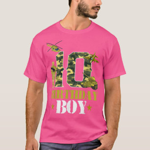 Camiseta 10.º cumpleaños Niños de Camo con temas militares