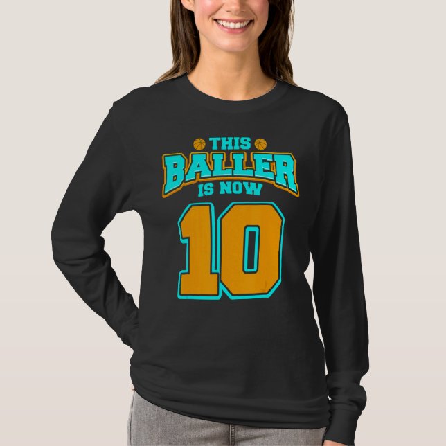 Camiseta 10.º Cumpleaños Para Muchacho Baloncesto Niño De 1 (Anverso)