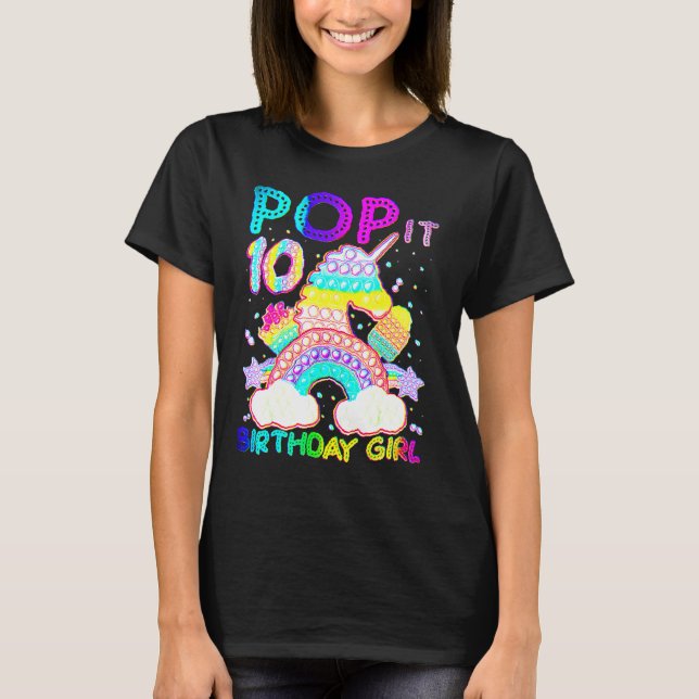 Camiseta 10.º cumpleaños Pop It Unicorn Fidget Toy 10 años  (Anverso)
