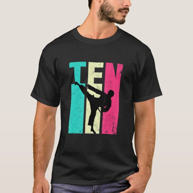 Camiseta 10.º cumpleaños Retro Karate Taekwondo 10 años (Anverso)
