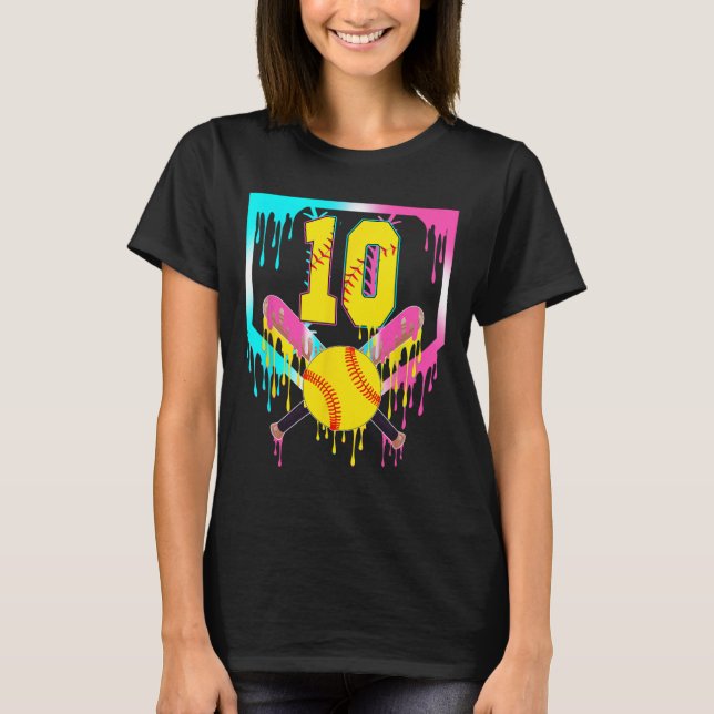 Camiseta 10.º Cumpleaños Softll Home Plate Drip Helado 10 A (Anverso)