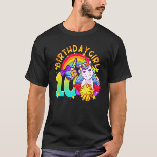 Camiseta 10.º cumpleaños Unicornio Chica de animadores Rain