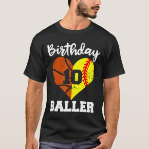 Camiseta 10.º Fun Baller de Cumpleaños Banda de Softball de