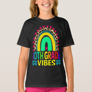 Camiseta 10.º Leopardo Arcoiris Vibes de vuelta a la escuel