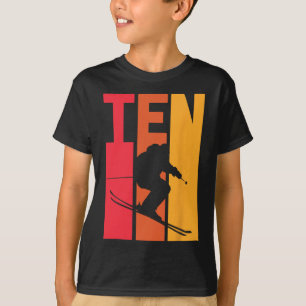 Camiseta 10.º Nacimiento Niño Esquiador Retro De Esquí 10 A