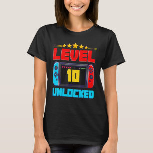 Camiseta 10.º Nacimiento Niño Nivel 10 Video Gamer Bi desbl