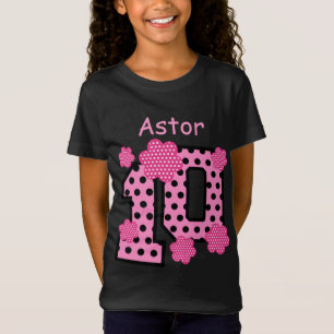 Camiseta 10.º Nacimiento Pink Polka Dots Custom Name V025A5