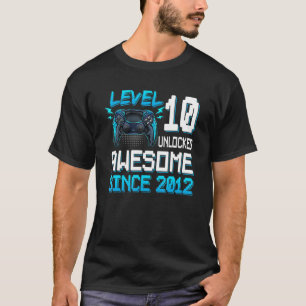 Camiseta 10.º nivel de cumpleaños 10 video desbloqueado 201