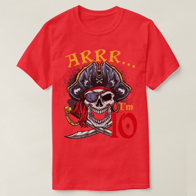 Camiseta 10.º pirata de cumpleaños (Diseño del anverso)