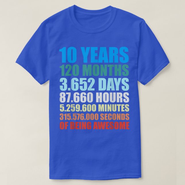 Camiseta 10.º regalo de cumpleaños 10 años siendo asombroso (Diseño del anverso)