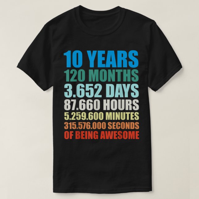 Camiseta 10.º regalo de cumpleaños 10 años siendo asombroso (Diseño del anverso)