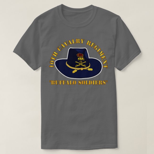 Camiseta 10.º Regimiento de Cavalry con Gorras de búfalos d (Diseño del anverso)