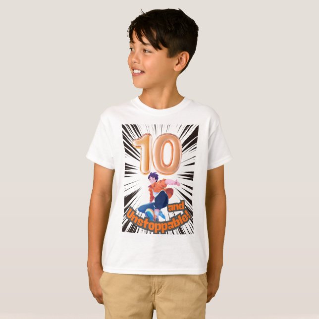 Camiseta 10 and Unstoppable Boys’ Birthday (Anverso completo)