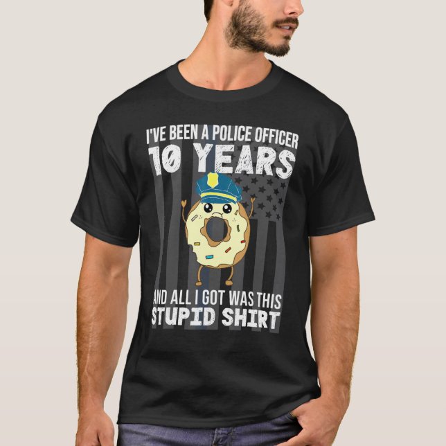 Camiseta 10 Aniversario De Oficial De Policía Diez Años De  (Anverso)