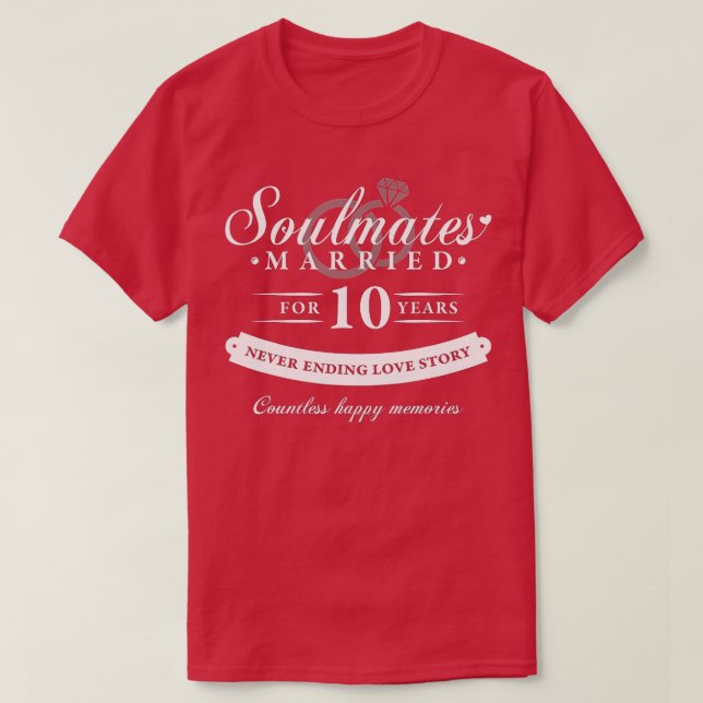 Camiseta 10° Aniversario del Boda - 10 años de matrimonio  (Diseño del anverso)
