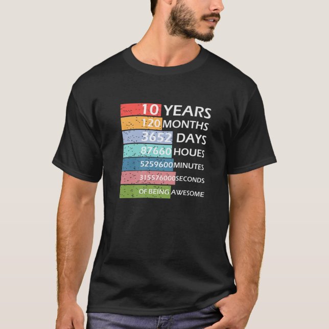 Camiseta 10 Años 120 Meses 10º Cumpleaños De Ser Increíble (Anverso)