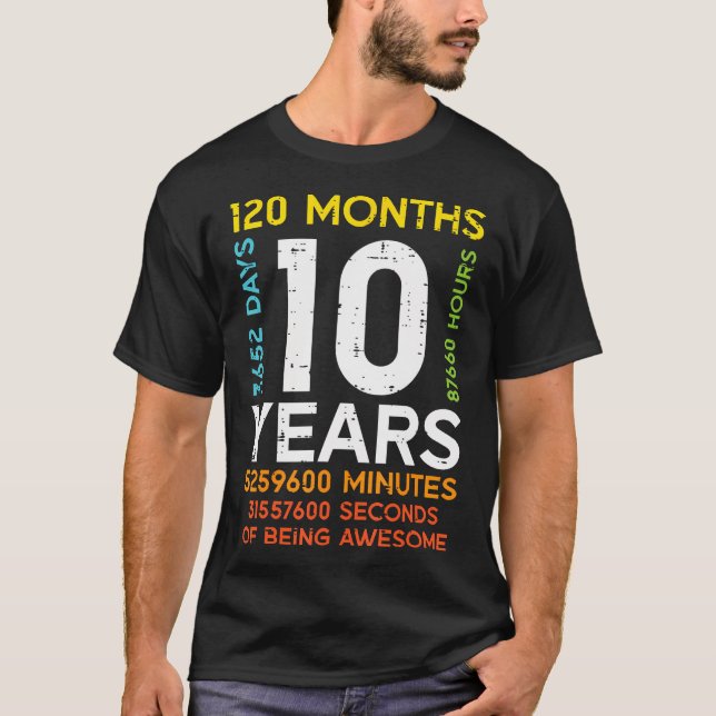 Camiseta 10 Años 120 Meses 3652 Días 10 Novios Niños G (Anverso)