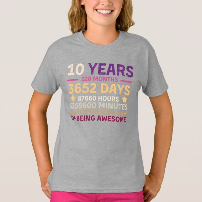 Camiseta 10 años 120 meses de increíble décimo cumpleaños (Anverso)