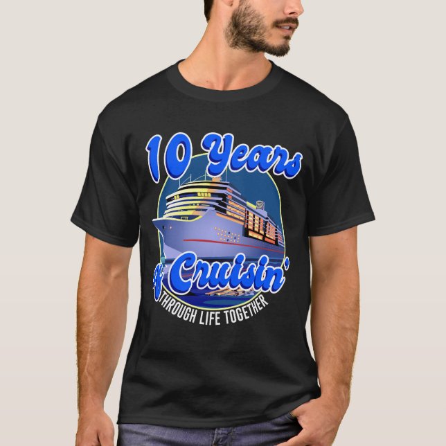 Camiseta 10 años Boda Aniversario 10.º crucero  (Anverso)