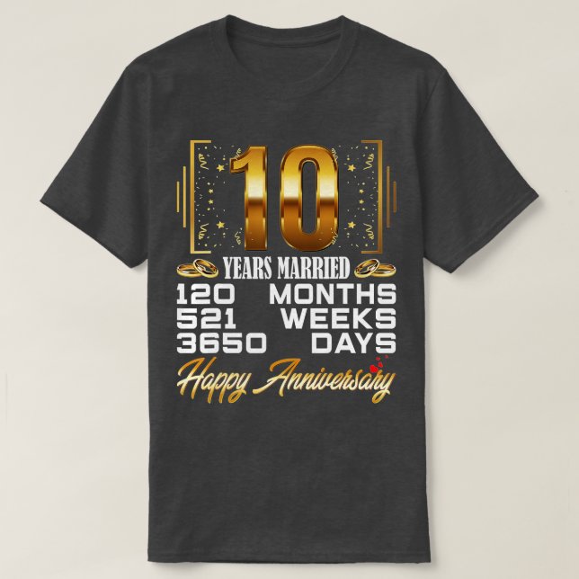 Camiseta 10 años casados - Divertido décimo aniversario Bod (Diseño del anverso)
