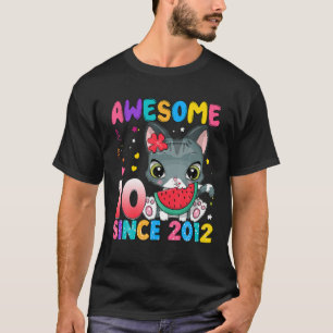 Camiseta 10 Años Chicas De Cumpleaños Cutan Fabuloso Gato