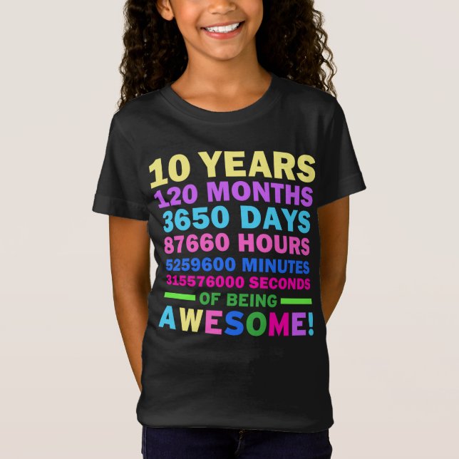 Camiseta 10 años de asombroso Chica de cumpleaños (Anverso)