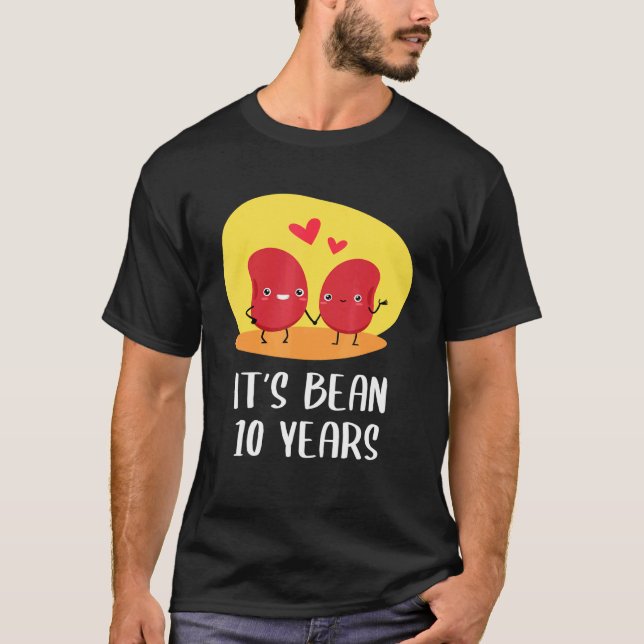 Camiseta 10 años de Boda Bean Couple Him H (Anverso)