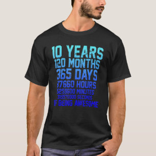 Camiseta 10 años de edad 10 cumpleaños 120 meses 1