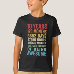 Camiseta 10 años de edad 10 cumpleaños regalo vintage retro