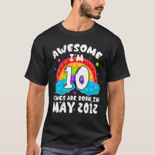Camiseta 10 Años de Edad Increíble desde mayo de 2012 P