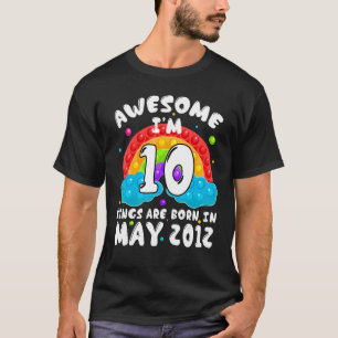 Camiseta 10 Años de Edad Increíble desde mayo de 2012 P