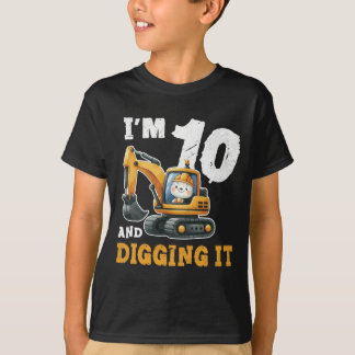 Camiseta 10 años de edad niño excavador de construcción